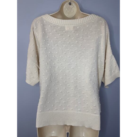 Nation ltd V Neck Short Sleeve Knit Sweater Top Ivory Women's M - Picture 5 of 9